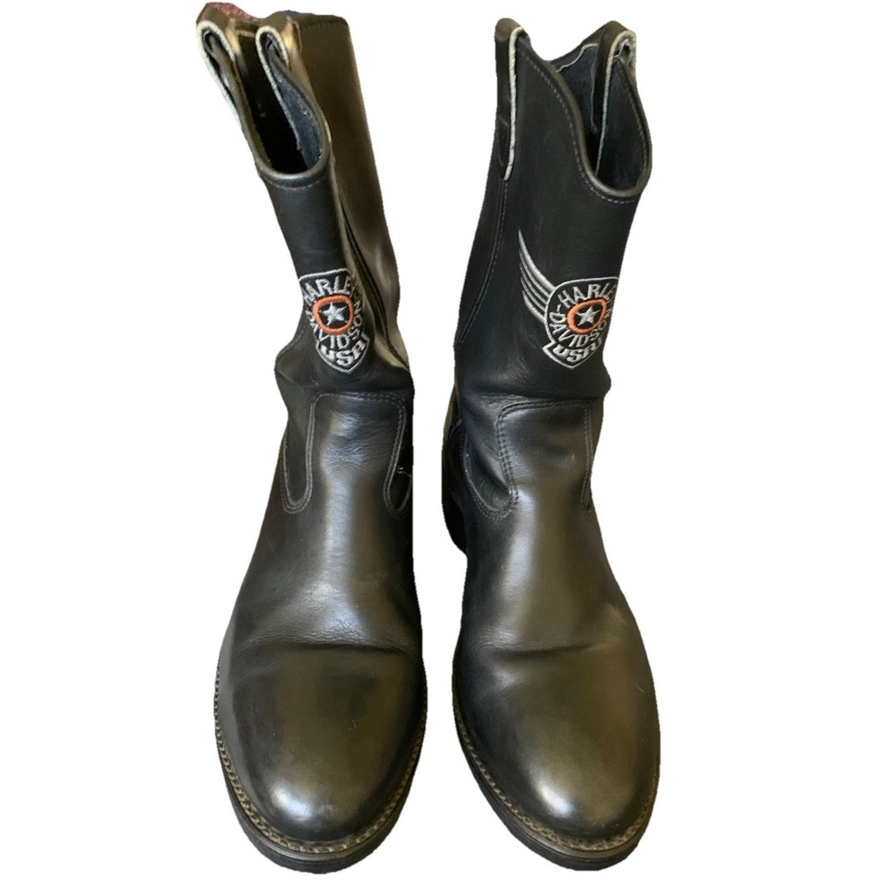 Used Harley-Davidson Men’s Black Leather Pull-On Boots